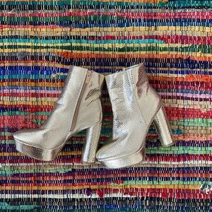 Gold Snakeskin platform booties